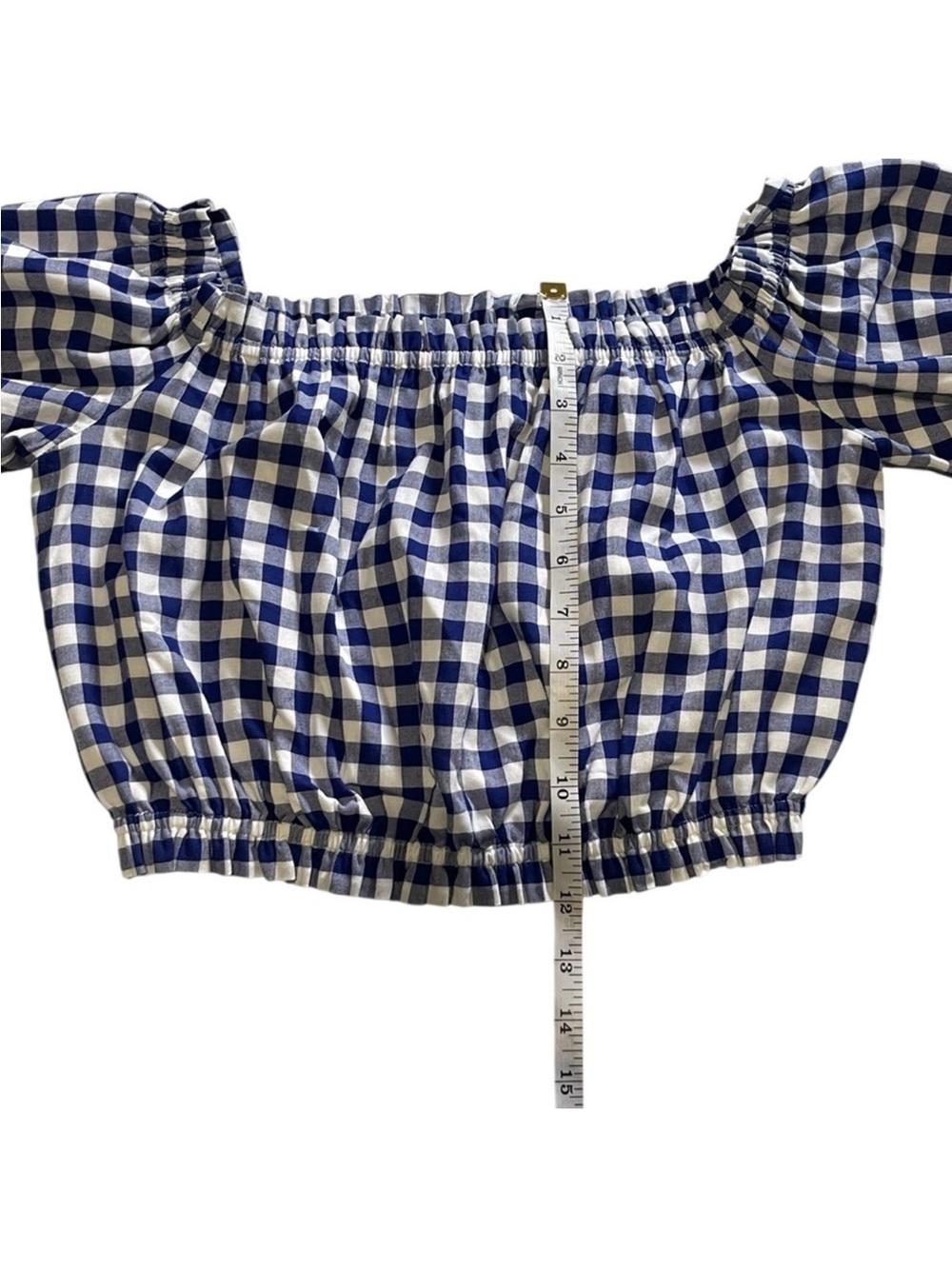 L'Academie
L'Academie Blue & White
Gingham
Off-the-Shoulder Crop Top Size Small - Picture 9 of 10